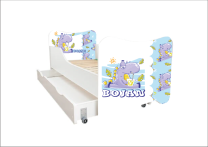 ABC Beds Dečiji Krevet sa Fiokom 160X80 cm  Nilski Konj sa Imenom Vašeg Deteta