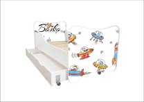 ABC Beds Dečiji Krevet sa Fiokom 160X80 cm  Dečiji Svemir sa Imenom Vašeg Deteta