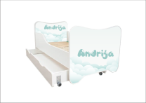 ABC Beds Dečiji Krevet sa Fiokom 160X80 cm  Oblak sa Imenom Vašeg Deteta
